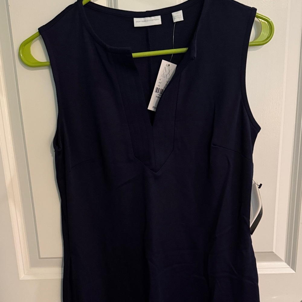 New York & Company Navy Sleeveless Dress
